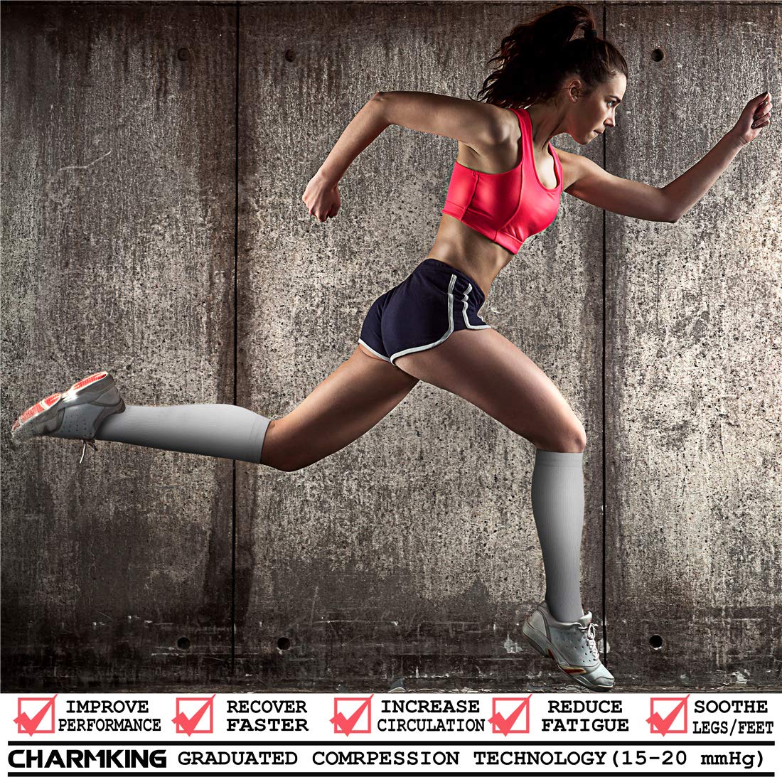 CHARMKING Compression Socks for Women & Men (4 Pairs) - 15-20 mmHg Medical Grade Support Socks for Running, Cycling, Travel & Work - Improve Blood Circulation & Reduce Swelling