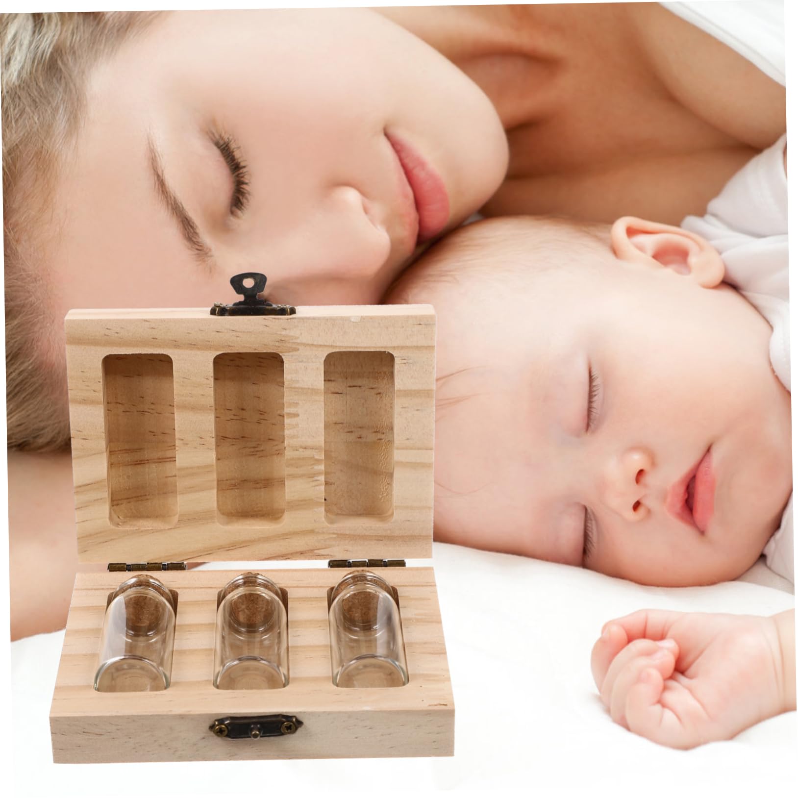 GOOHOCHY 2-Piece Wooden Baby Keepsake Box Set - First Hair, Teeth & Umbilical Cord Storage Organizer - Perfect Baby Shower Gift & Newborn Memory Collection (Ideal for Nursery Decor & Milestone Preservation)