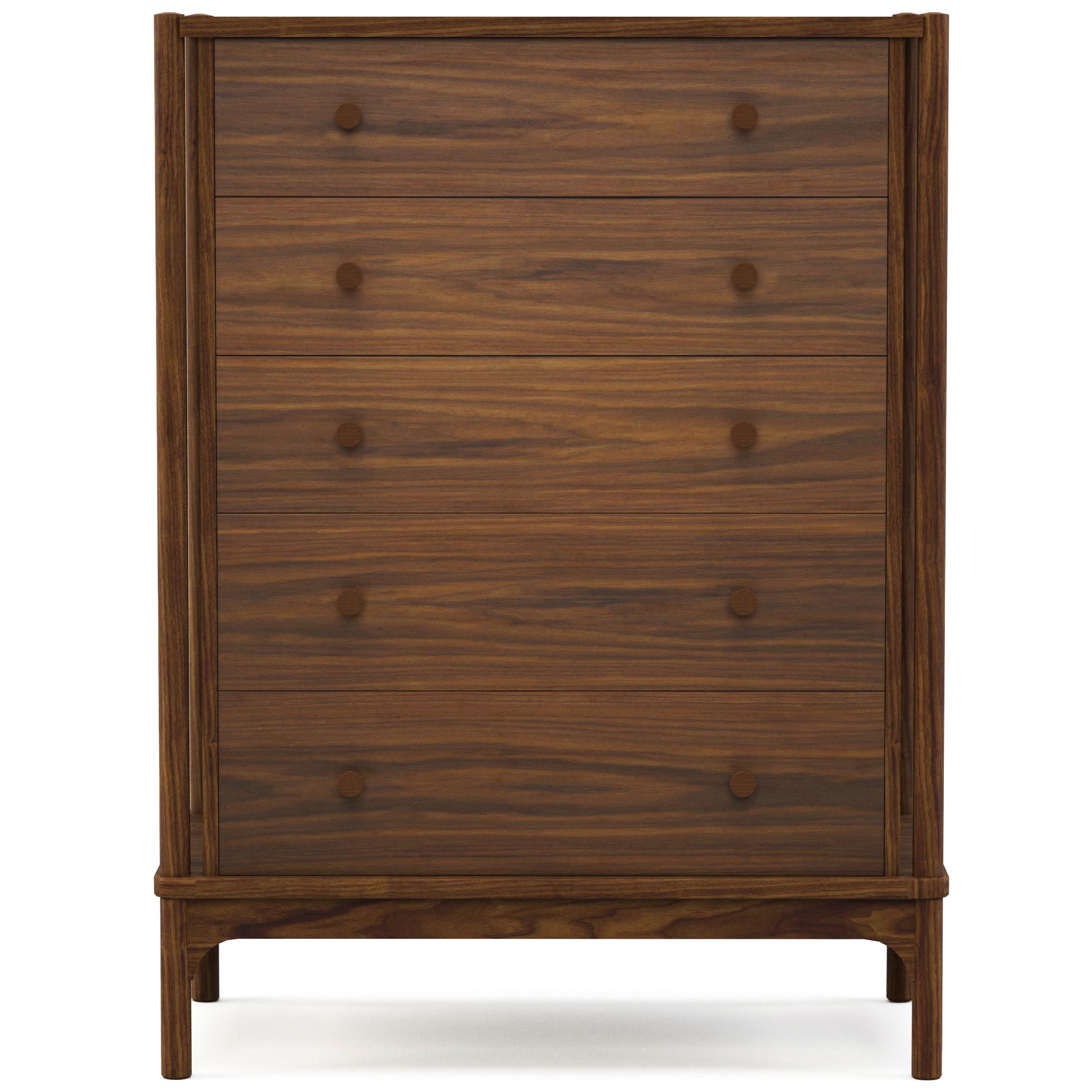 Walnut Grove Tall Chest - 5-Drawer Solid Wood Dresser for Bedroom Storage | Vintage Style Chest of Drawers for Home Organization & Decor