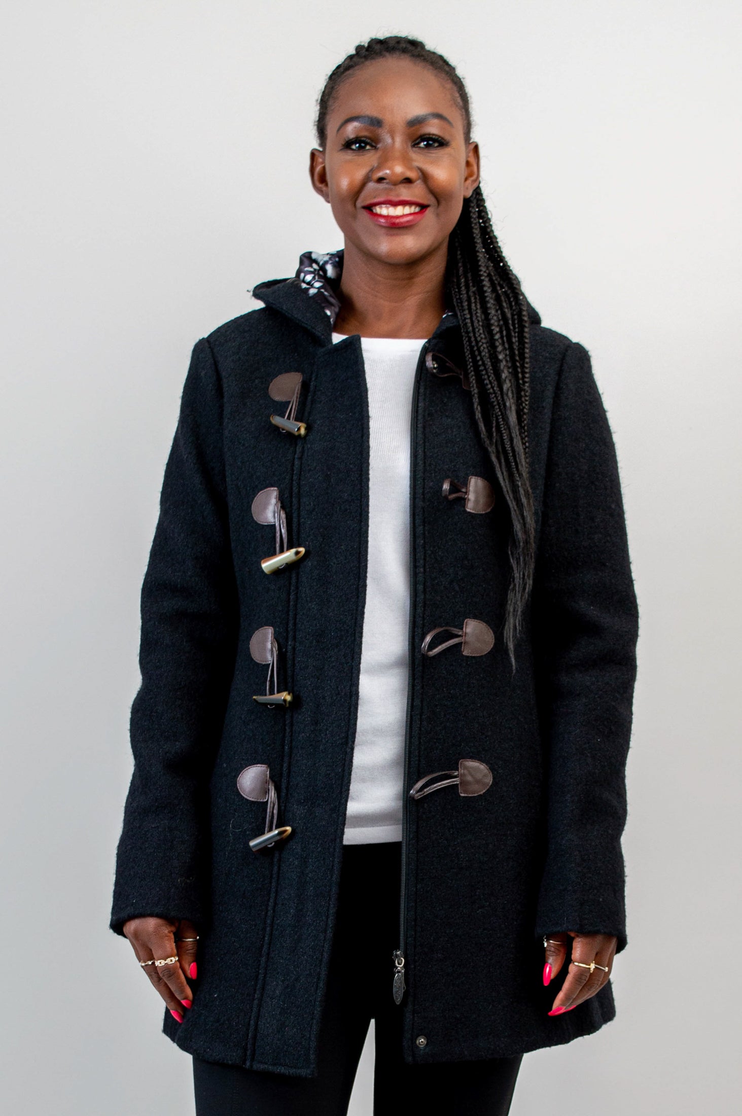 Premium Catania Coat for Women - Black Boiled Wool Winter Coat - Warm & Stylish Outerwear for Cold Weather, Office, and Casual Outings