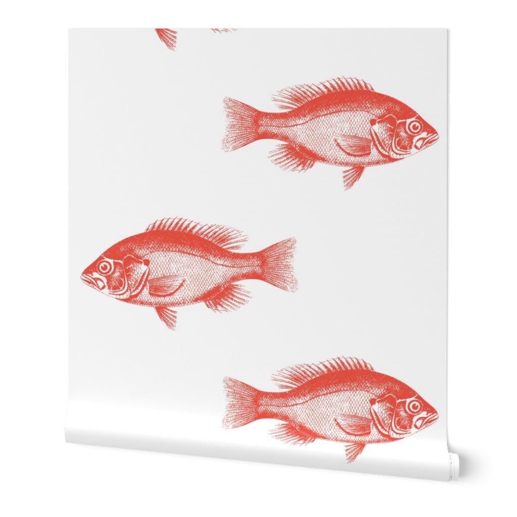 Premium Commercial Grade Wallpaper 27ft x 2ft - Red Snapper Reef Fish Nautical Grouper Ocean Fishing Design | Waterproof & Peel-and-Stick | Perfect for Living Room, Bedroom, Bathroom & Office Decor