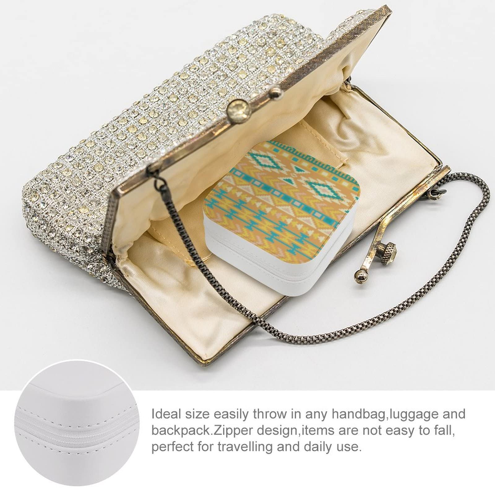 Premium Travel Jewelry Organizer Case - Compact Jewelry Storage Bag for Women | Holds Necklaces, Earrings, Rings & Bracelets | Perfect Gift for Mom & Girlfriend | Orange Pixel Design | Ideal for Vacations, Business Trips & Daily Organization
