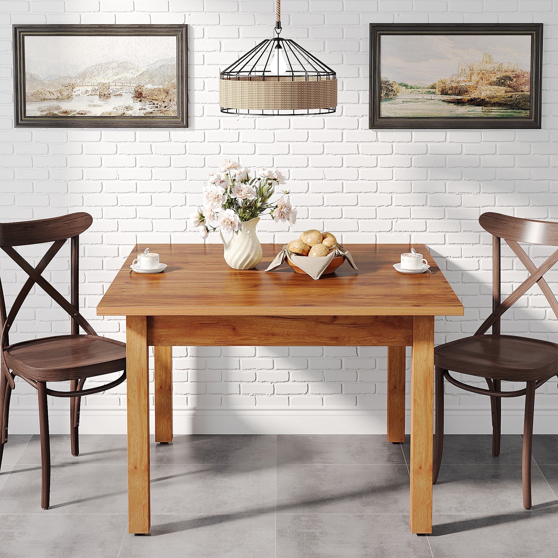 39.4'' Square Solid Wood Dining Table - Rustic Kitchen Table for 4 People - Perfect for Small Spaces, Breakfast Nooks & Cozy Family Meals