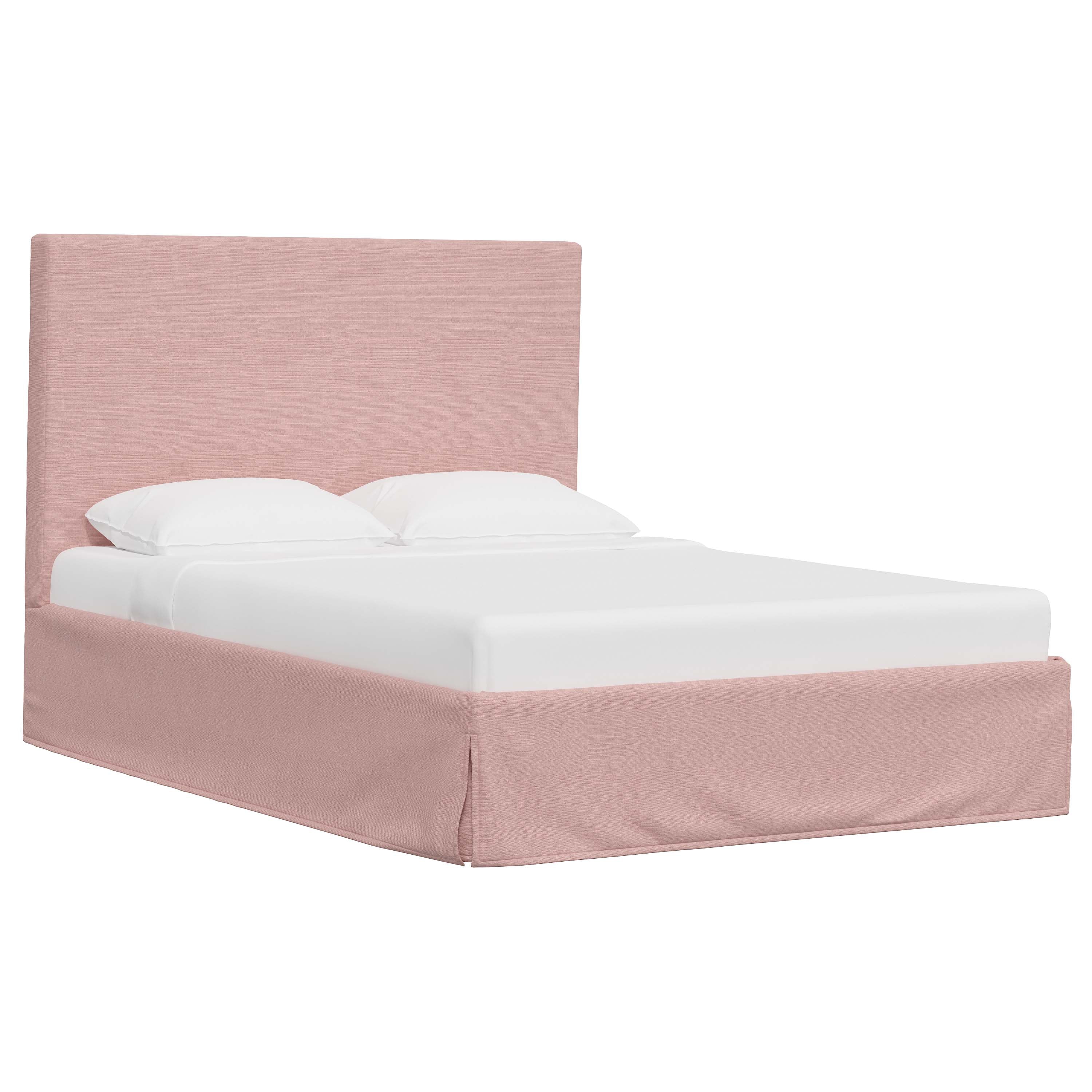 Violet Slipcovered Bed - Soft Washable Fabric Upholstered Queen Size Bed Frame with Headboard - Perfect for Modern Bedrooms, Guest Rooms & Cozy Home Decor