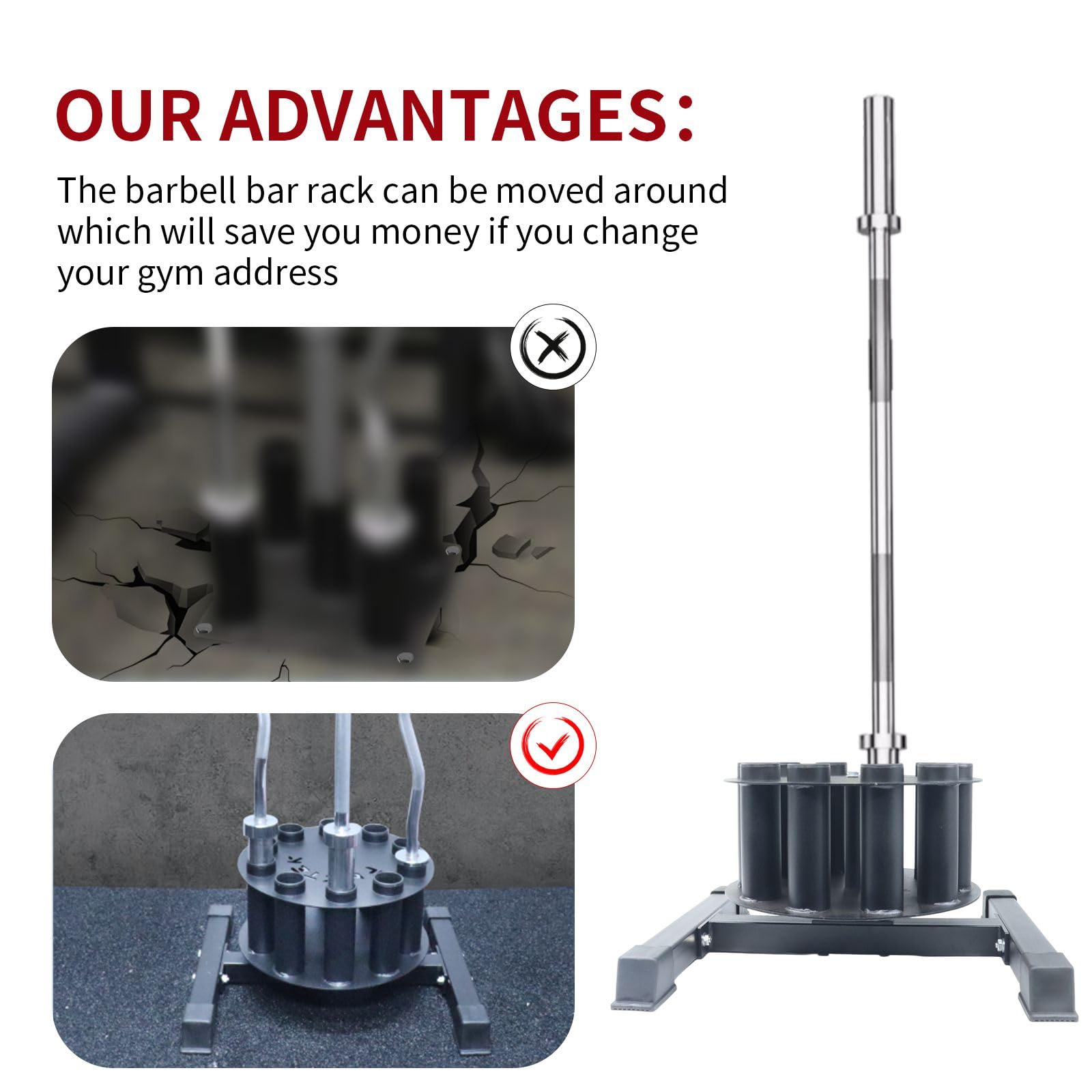 Rotatable Barbell Rack Stand - Holds 10 Olympic Bars for Home Gym Storage - Perfect for Dumbbells & Curl Bars