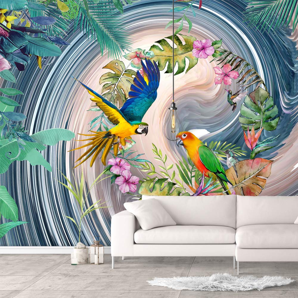 Green Plants & Animals Removable Wallpaper - Peel and Stick Wall Mural for Bedroom Decor (66x96 inches) - Perfect for Nursery, Kids Room, Dorm or Home Office