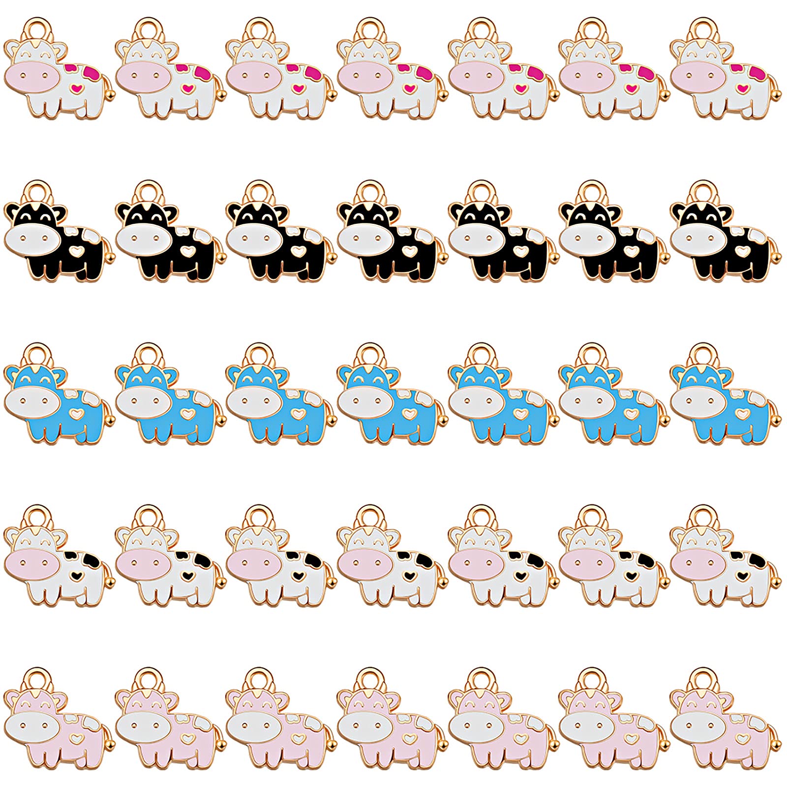 **Hicarer 50 Pcs Cow Charms for Jewelry Making - Colorful Enamel Cute Cow Pendants for Bracelets, Necklaces, Earrings & Keychains - DIY Craft Supplies in 5 Vibrant Colors - Perfect for Gifts, Scrapbooking & Handmade Accessories**