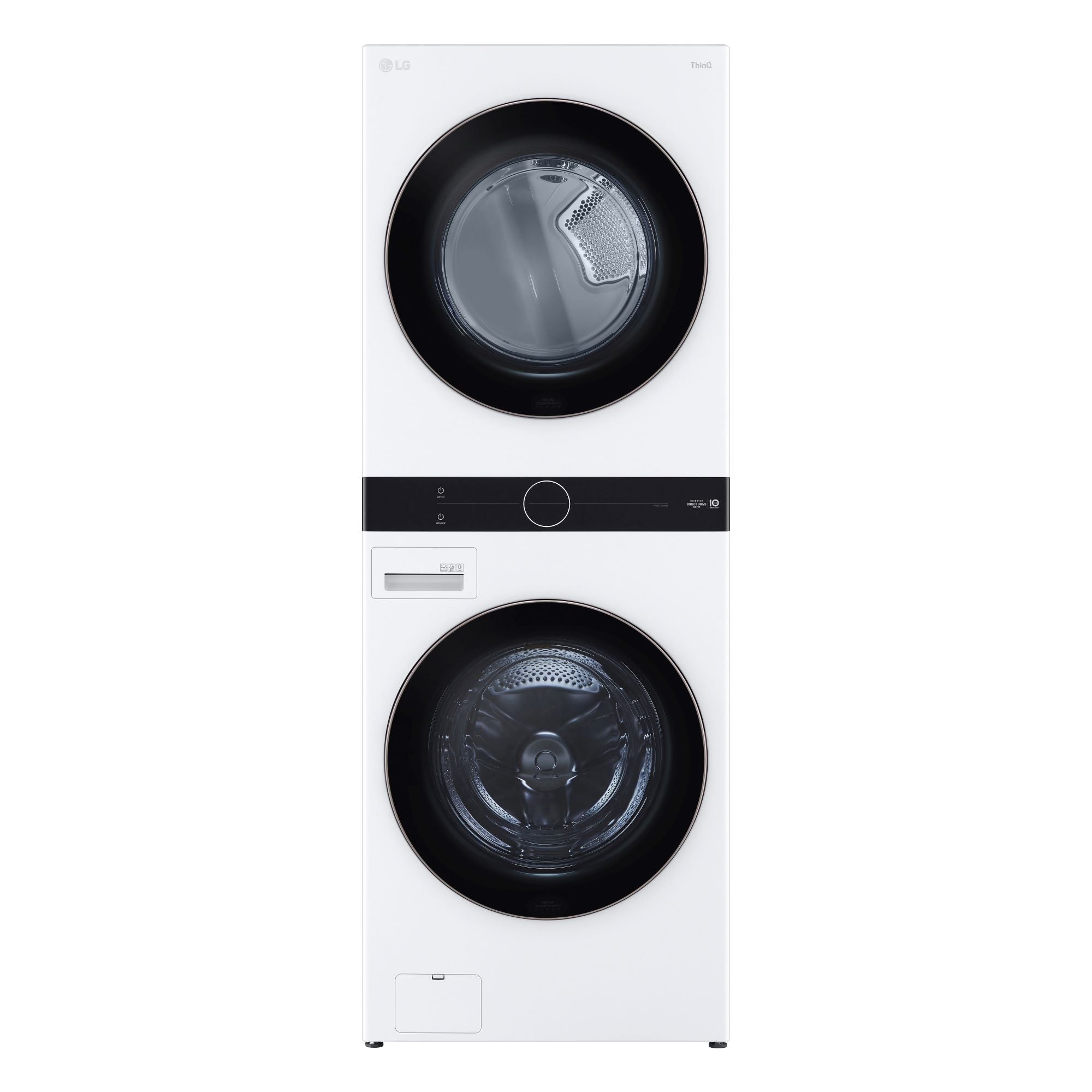 LG WKE100HWA WashTower™ 5.2 Cu.Ft Steam Front Load Washer & 7.4 Cu.Ft Electric Dryer Combo with Center Control - Perfect for Large Families & Modern Laundry Rooms