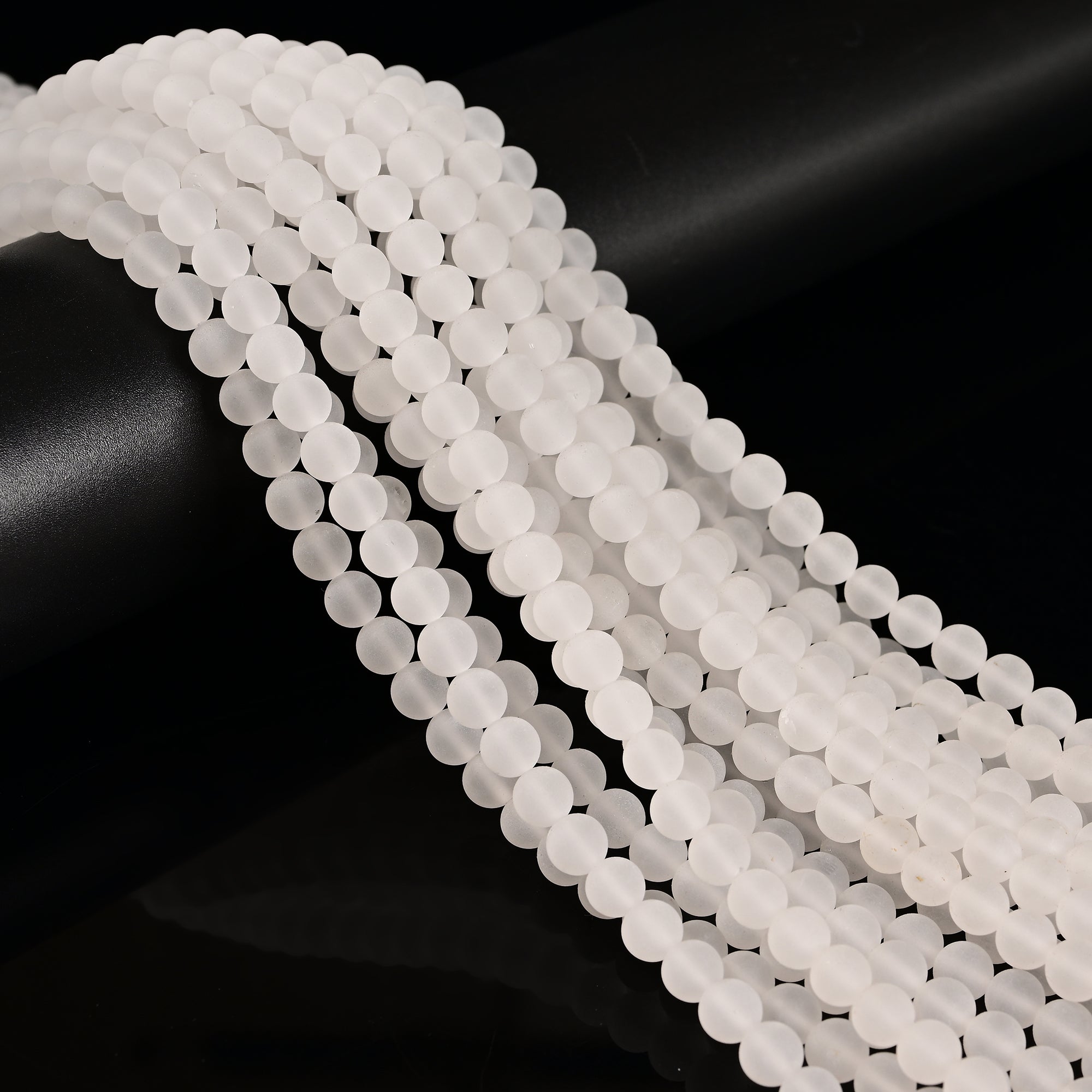 Clear Quartz Matte Round Beads - 4mm 6mm 8mm 10mm 12mm 15.5 Inch Strand - Natural Gemstone Beads for Jewelry Making, DIY Crafts, Healing Crystals & Spiritual Gifts