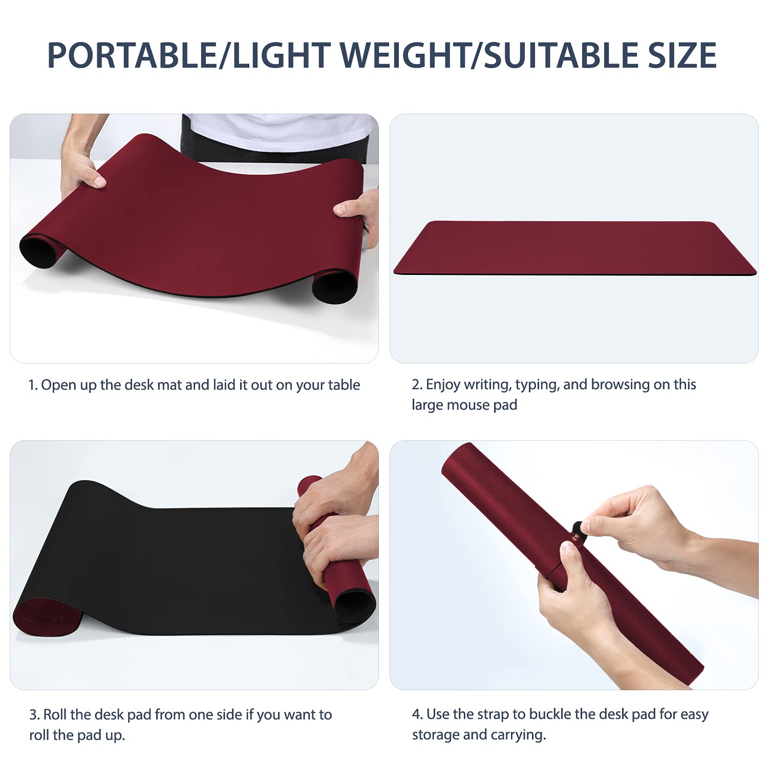 AFRITEE Large Leather Desk Mat - Waterproof Office Desk Pad for Keyboard & Mouse - 31.5
