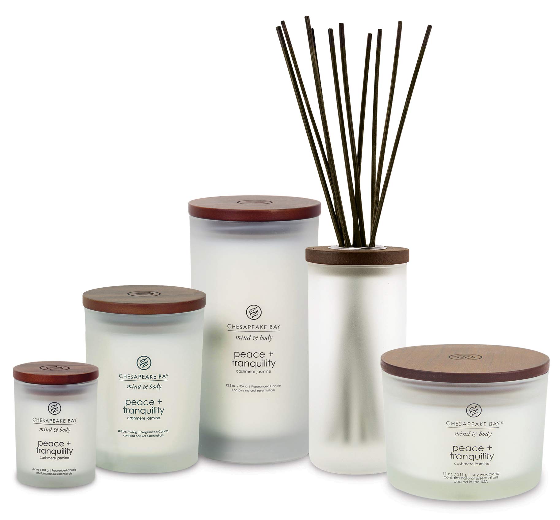 Chesapeake Bay Scented Candle - Peace & Tranquility (Cashmere Jasmine) 3-Wick Jar for Coffee Table | Aromatherapy, Relaxation & Home Decor