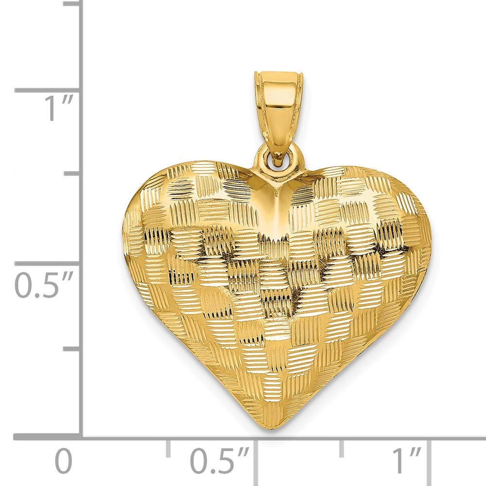 14K Yellow Gold Basket Weave 3D Heart Pendant Charm - Sonia Jewels | Elegant Necklace for Women, Perfect Gift for Valentine's Day, Anniversary & Special Occasions