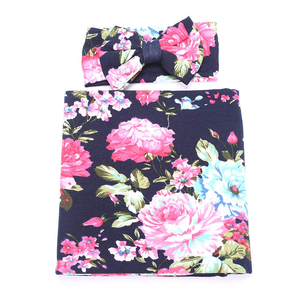 Soft Newborn Baby Receiving & Swaddling Blankets with Headband Set - Gender Neutral for Boys & Girls - Perfect for Hospital Photos, Newborn Gifts & Baby Showers