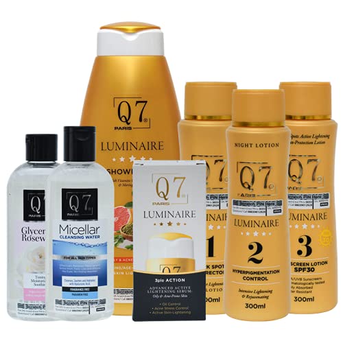 Luminaire 7-in-1 Skin Brightening Bundle - Dark Spot Serum, Whitening Lotion, Sunscreen, Anti-Aging Shower Gel & Underarm Brightener for Oily, Acne-Prone & Sensitive Skin | Daily Skincare Routine for Even Tone & Radiant Complexion