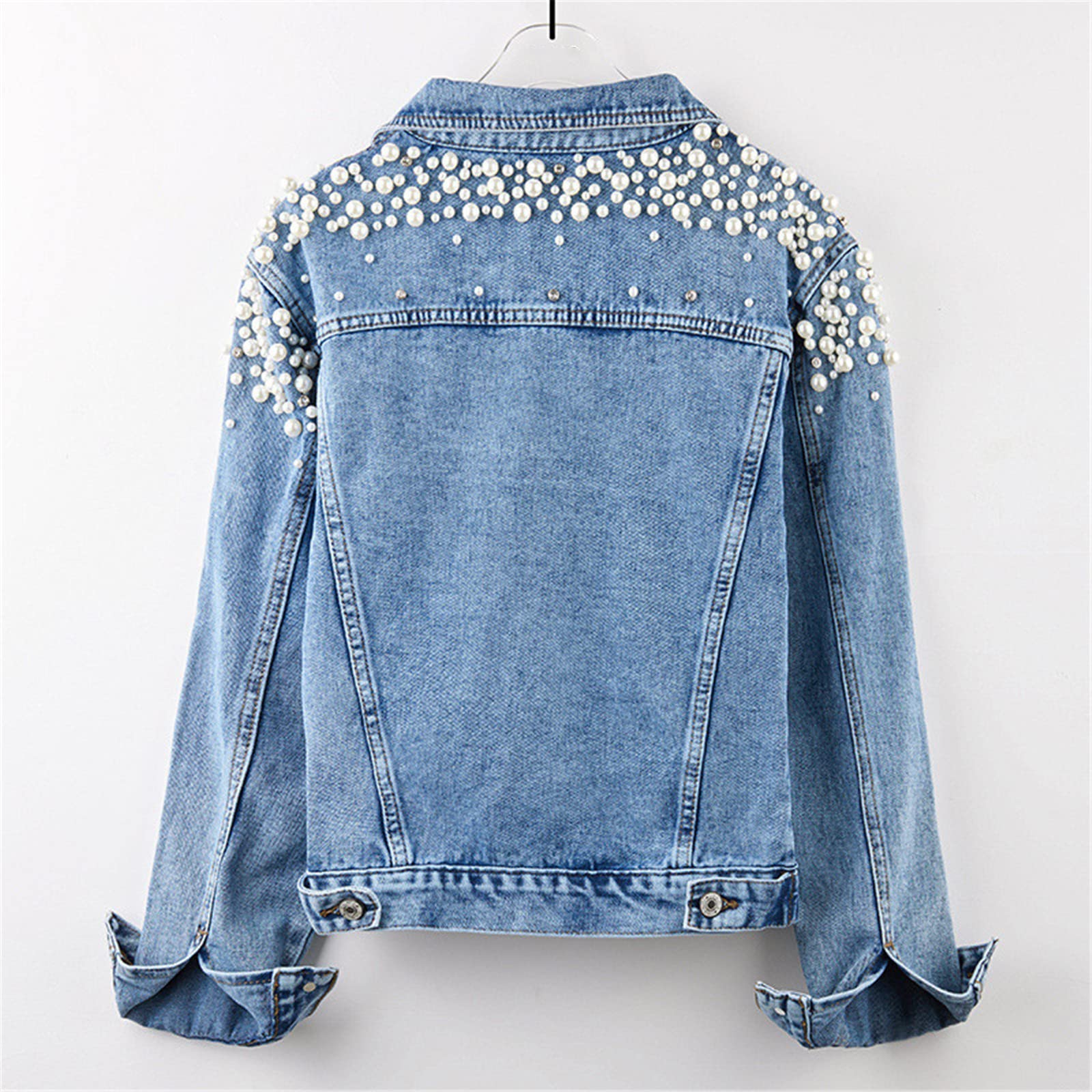 Women's Fashion Beaded Short Denim Jacket - Stylish Spring & Autumn Outerwear for Students | Sweet Loose Casual Top, Short Jean Coat for Everyday Wear, Dating & Campus Outfits