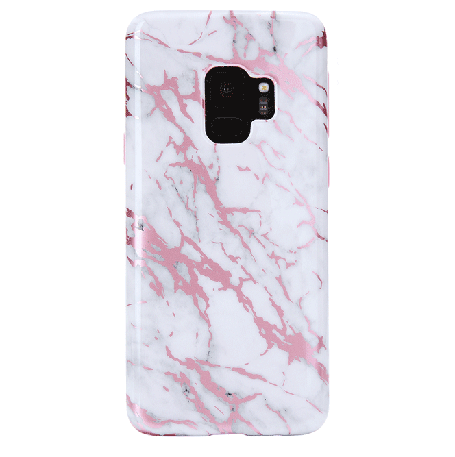 Pink Chrome White Marble Samsung Galaxy Phone Case - Trendy Protective Cover for Everyday Use & Fashion Accessory