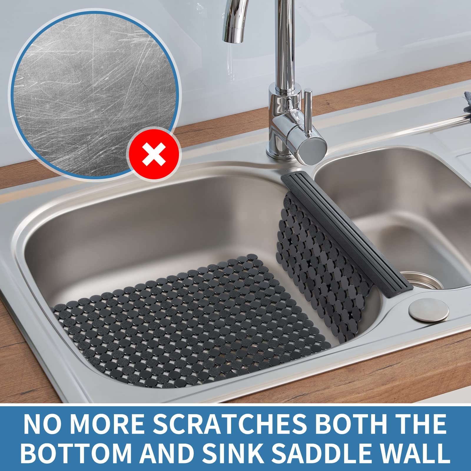 Bligli Plastic Sink Divider Mat with Strong Suction Cups - 9.5