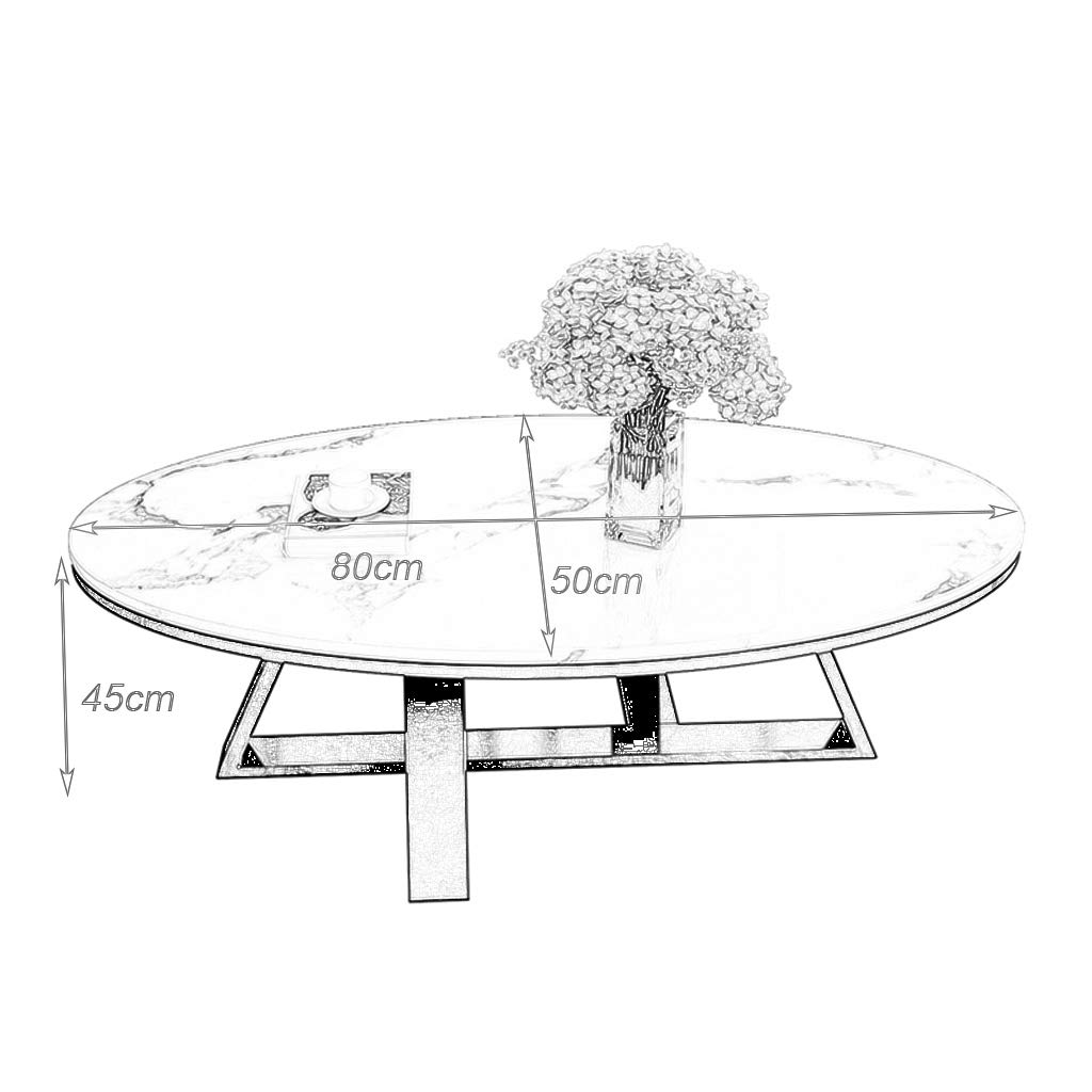 Nordic Style Light Luxury Marble Coffee Table - Oval Shaped Laptop Desk for Living Room, Bedroom & Balcony | Easy to Clean Modern Side Table for Sofa, Office & Small Spaces