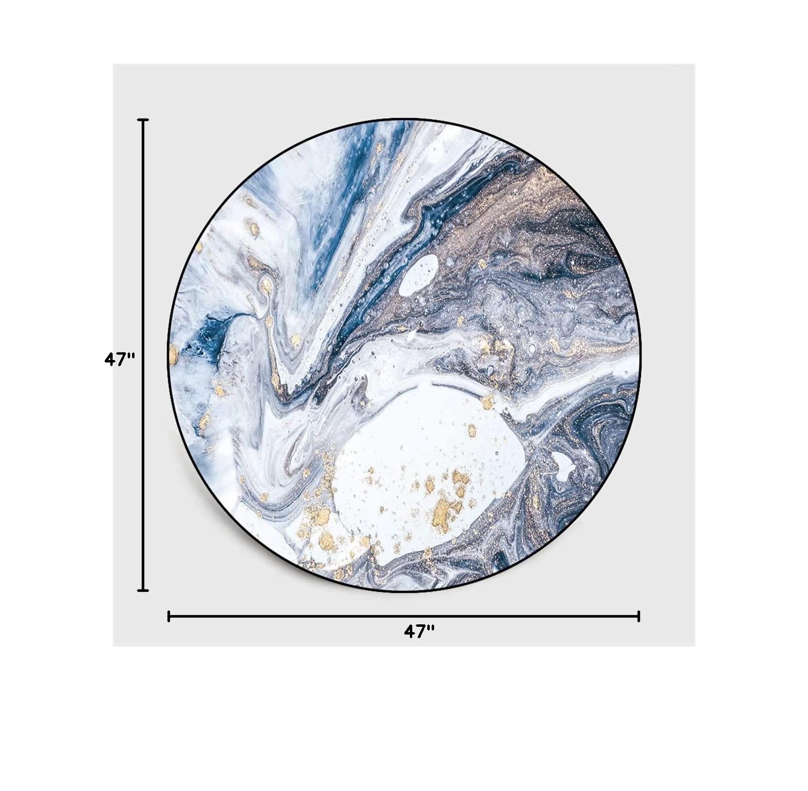4' Round Washable Non-Skid Marble Texture Area Rug - Distressed Circle Carpet for Bedroom, Living Room & Dining Room Floor Decor | Perfect for Home, Office & Apartment Use