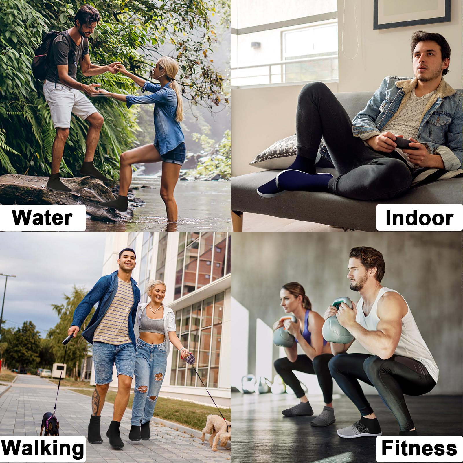 SKASO Barefoot Water Shoes for Women & Men - Lightweight Quick-Dry Mesh Non-Slip Beach Socks - Perfect for Swimming, Surfing, Yoga and Outdoor Activities