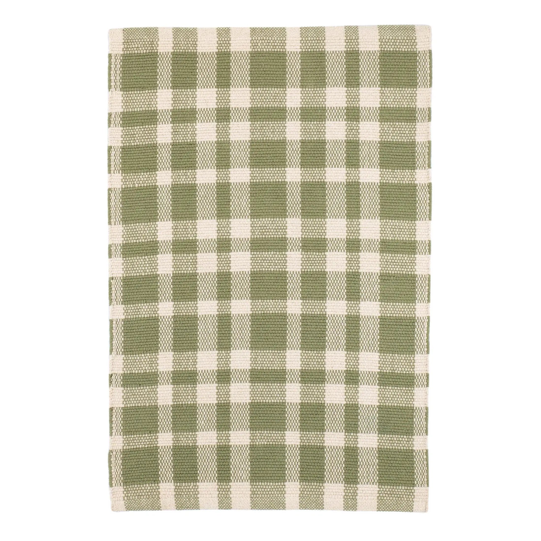 Dash & Albert Tattersall Handwoven Cotton Rug - Soft & Durable Area Rug for Living Room, Bedroom, Dining Room - Perfect for Home Decor & Cozy Spaces