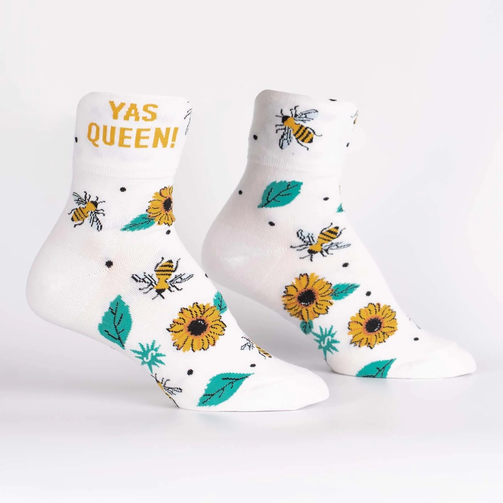 Yas Queen Turn Cuff Crew Socks by Sock It To Me - Fun & Comfortable Women's Fashion Socks for Everyday Wear, Work, and Gifts
