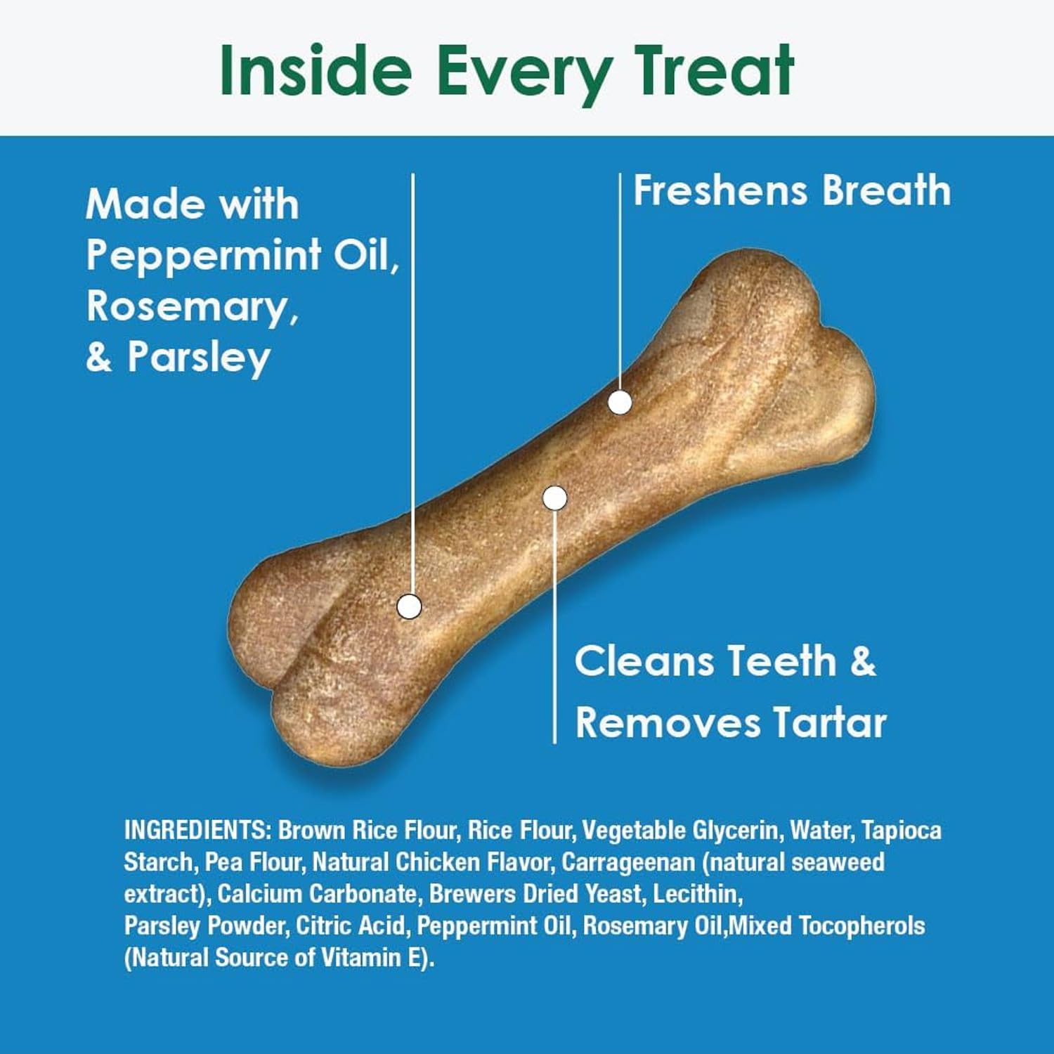Bonies All-Natural Breath & Dental Formula Dog Treats - Chicken Flavor, Low-Calorie Teeth Cleaning Chews for Fresh Breath (8 Bones, 11.45oz) - Perfect for Daily Oral Care and Training Rewards