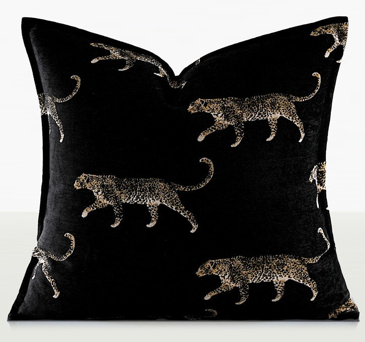 Black Cheetah Print Decorative Pillow Covers - Large Modern Abstract Throw Pillow Cases for Sofa & Couch - Perfect for Living Room Decor, Home Styling & Cozy Interior Design