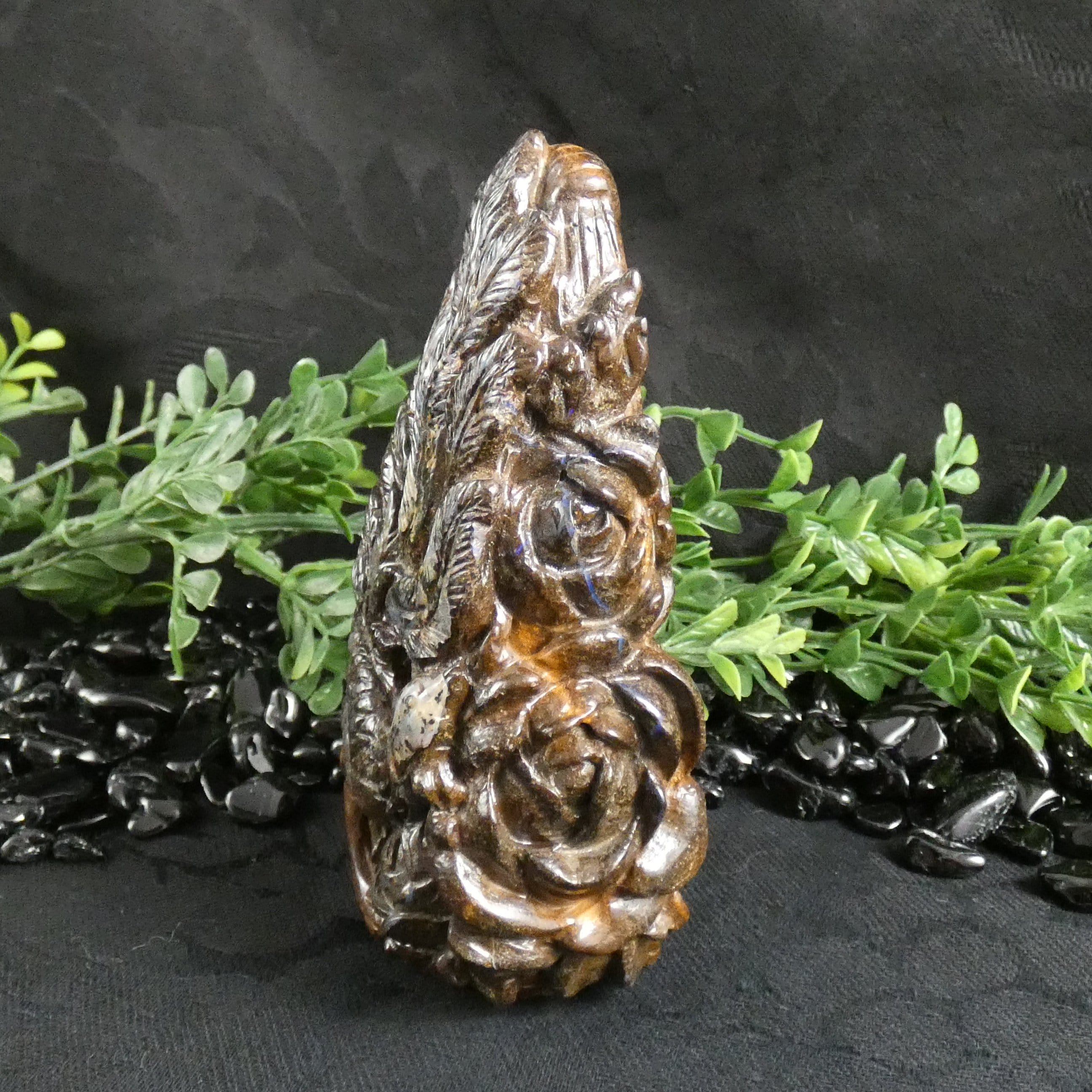 Exquisite Boulder Opal Bird & Flower Basket Carving - Handcrafted Gemstone Art for Home Decor & Gift Giving | Perfect for Display Cabinets, Meditation Spaces & Luxury Gifts