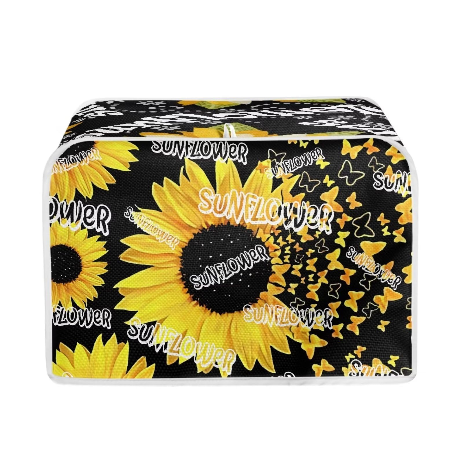 Sunflower Butterfly Print Toaster Cover - Dustproof Appliance Protector for Bread Maker & Toaster Oven | Perfect for Kitchen Countertop Protection & Home Decor