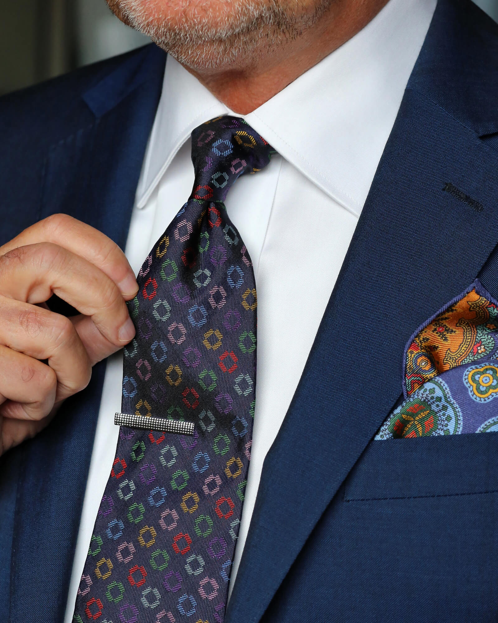 ROBERT KEYTE Corby Spot Tie in Navy Blue - Classic Men's Necktie for Business, Office, and Formal Occasions