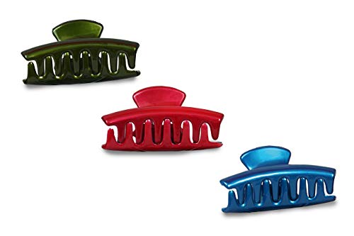 Ale-van Medium Size Plastic Hair Clips for Women & Girls - 3-Pack Fashion Hair Clutches with Stylish Designs - Perfect for School, Work, Parties & Everyday Hairstyling