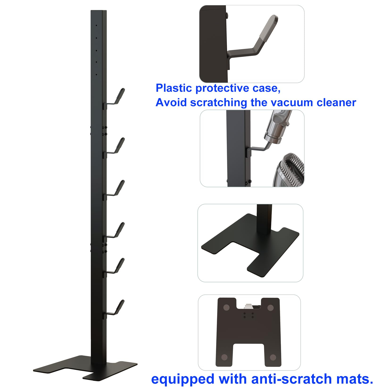 MOOPHY Metal Vacuum Stand for Dyson V15 V12 V11 V10 V8 V7 V6 - Stable Storage Holder & Dock Station for Dyson Cordless Handheld Vacuum Cleaner with 6 Hooks - Perfect for Home, Office, and Garage Organization