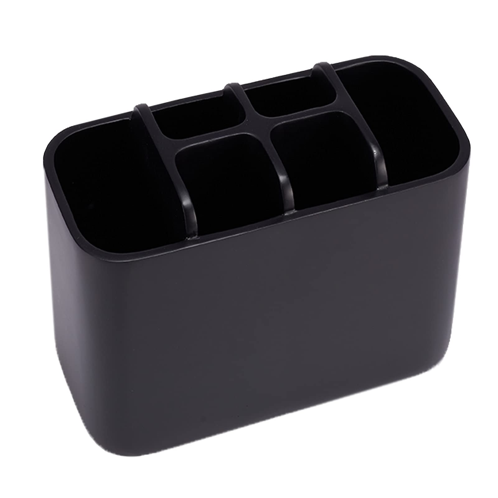 Black Resin Toothbrush Holder & Makeup Brush Organizer - Bathroom Countertop Storage for Oral Care & Cosmetics - Perfect for Vanity, Sink, or Travel Toiletry Bag