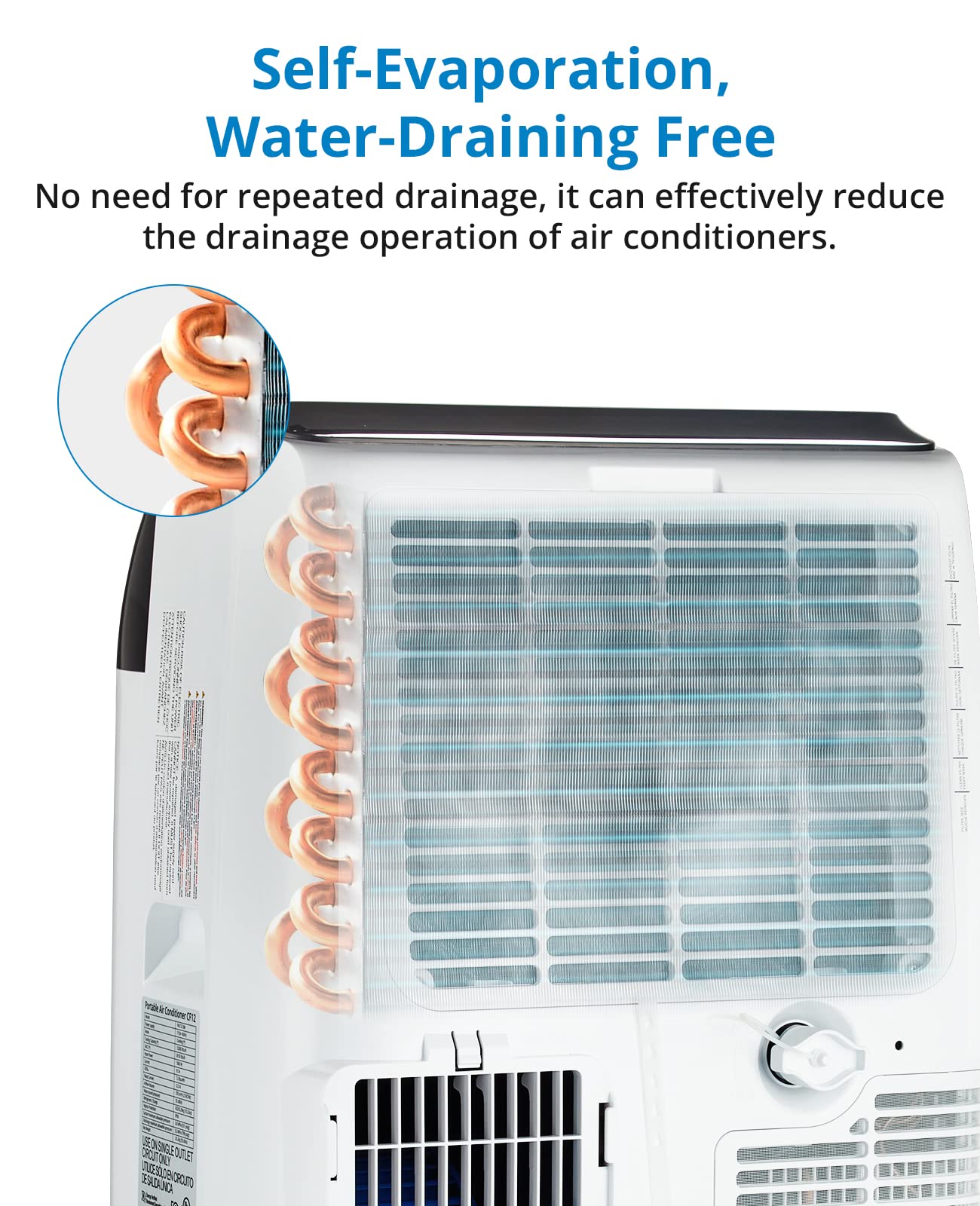 Portable Air Conditioner - 110V, 8000 BTU, White - Compact & Energy Efficient Cooling for Small Rooms, Bedrooms, Offices & RVs