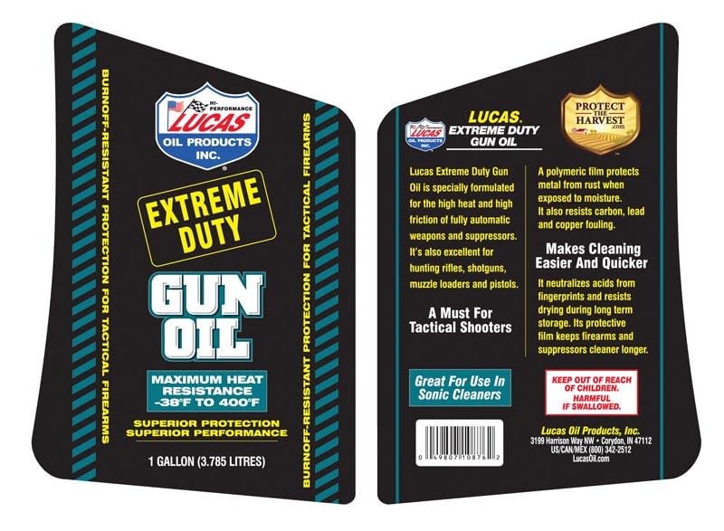Lucas Oil 10876 Extreme Duty Gun Oil - 1 Gallon (Pack of 1) | High Performance Firearm Lubricant for Pistols, Rifles & Shotguns | Ideal for Hunting, Shooting Range & Gun Maintenance