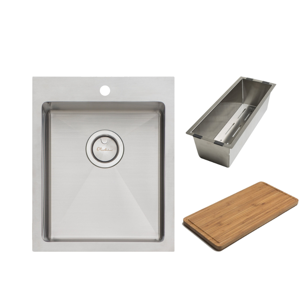 Oliveri Apollo AP1451 Single Bowl Kitchen Sink - Premium Stainless Steel Undermount Sink for Modern & Farmhouse Kitchens | Perfect for Food Prep, Dishwashing & Entertaining