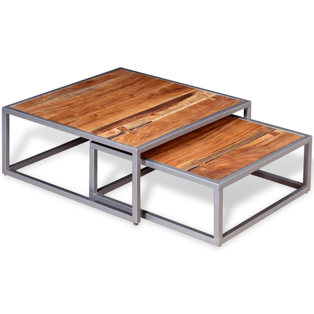 CHARMMA 2-Piece Coffee Table Set - Solid Acacia Wood Modern Living Room Furniture for Home Decor & Small Spaces