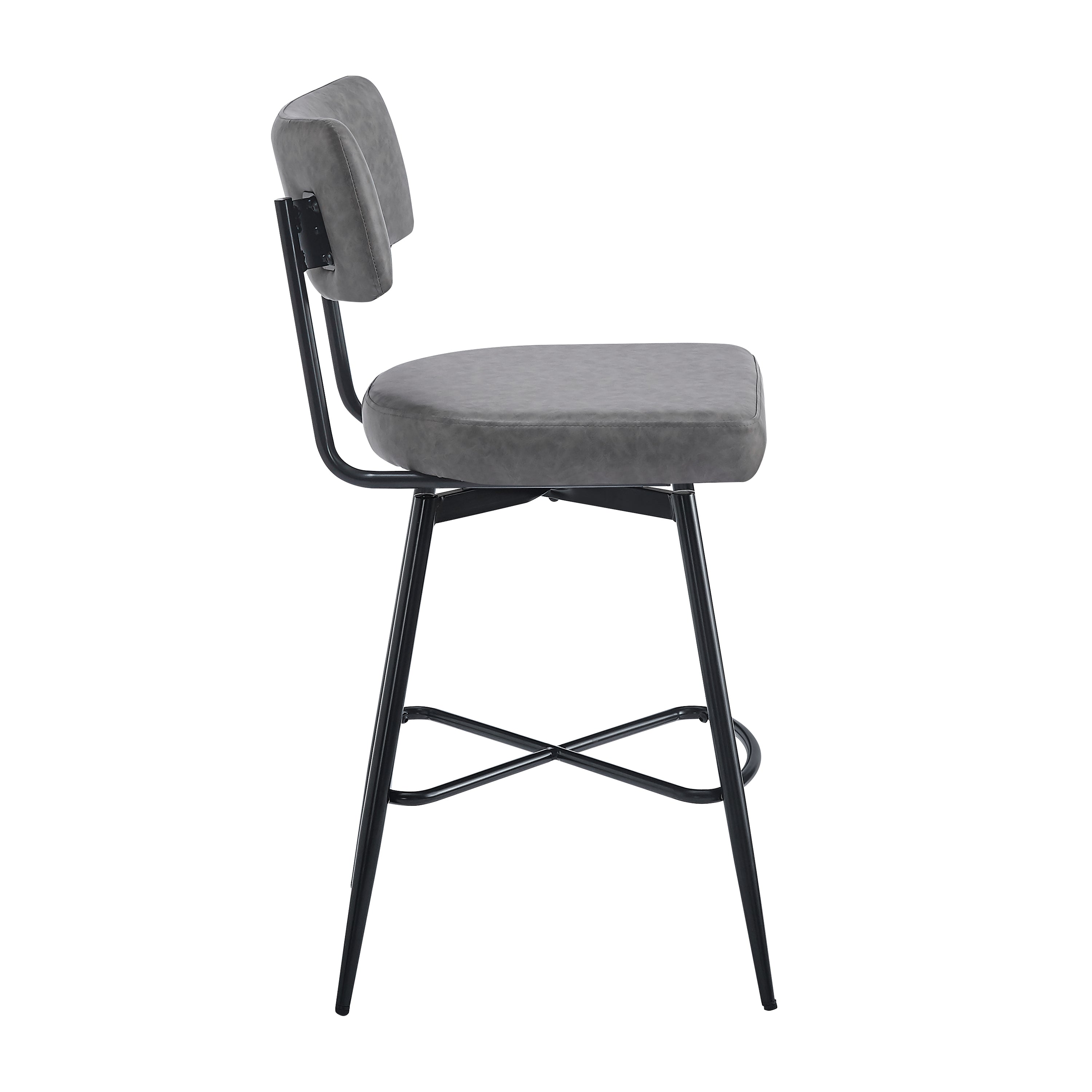 26'' Retro Swivel Counter Stools Set of 2 - Iron Frame & PU Cushioned Bar Stools for Kitchen Island, Breakfast Nook or Home Bar - Vintage Style Adjustable Height Stools