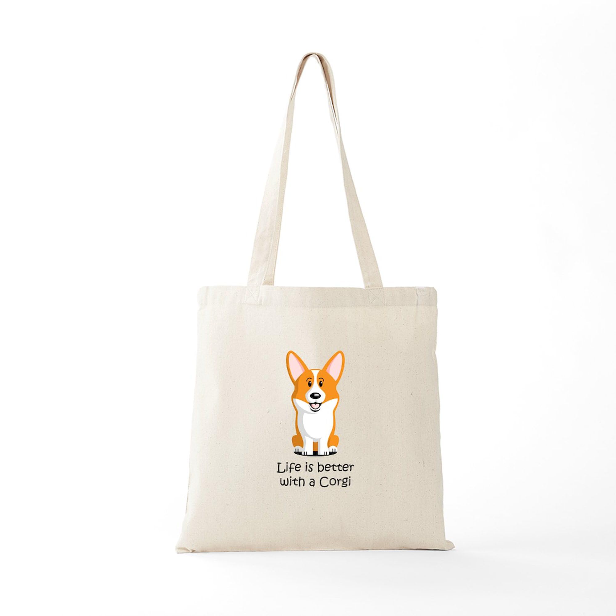 Pembroke Welsh Corgi Canvas Tote Bag - Natural Reusable Shopping Bag for Groceries, Beach & Everyday Use | Cute Dog Lover Gift