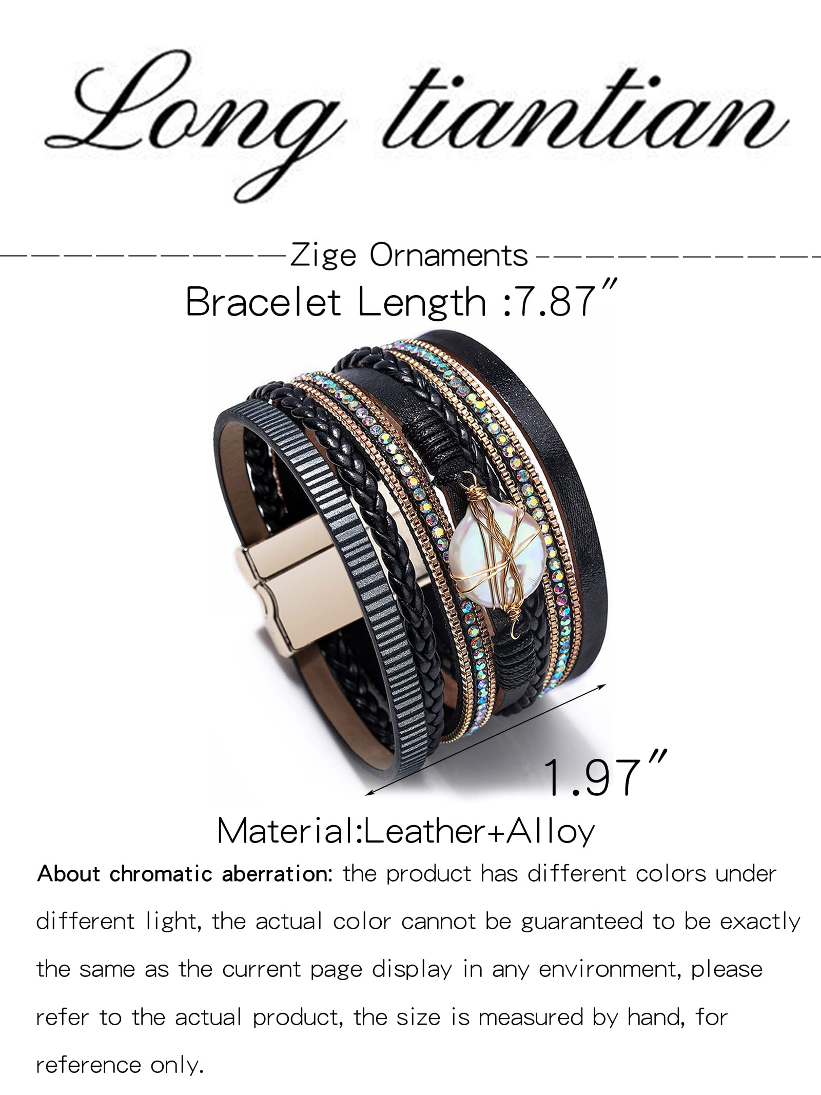 Trendy Blue Leather Wrap Bracelet for Women - Stackable Western Cuff Bracelet, Multi-Layer Boho Jewelry for Everyday Wear & Fashion Accessories