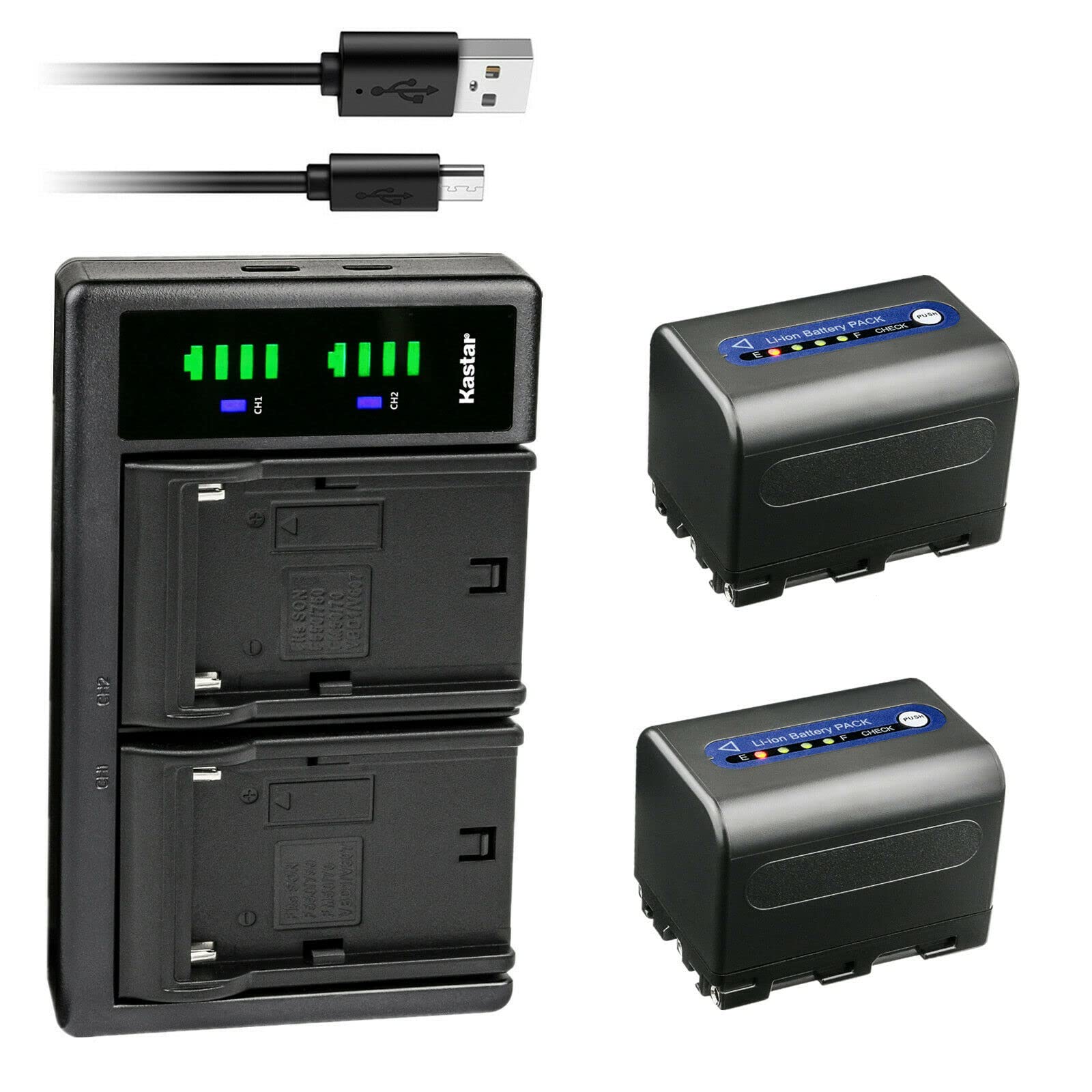 Kastar 2-Pack NP-QM71D Replacement Battery & LTD2 USB Charger Compatible with Sony CCD Cameras - Perfect for CCD-DVD91, CCD-HC14, CCD-HC15, CCD-HC88, CCD-PC6, CCD-PC8, CCD-PC9, CCD-PC100, CCD-PC101, CCD-PC103, CCD-PC104, CCD-PC105, CCD-PC110 - Ideal for Travel, Vlogging, and Home Video Recording