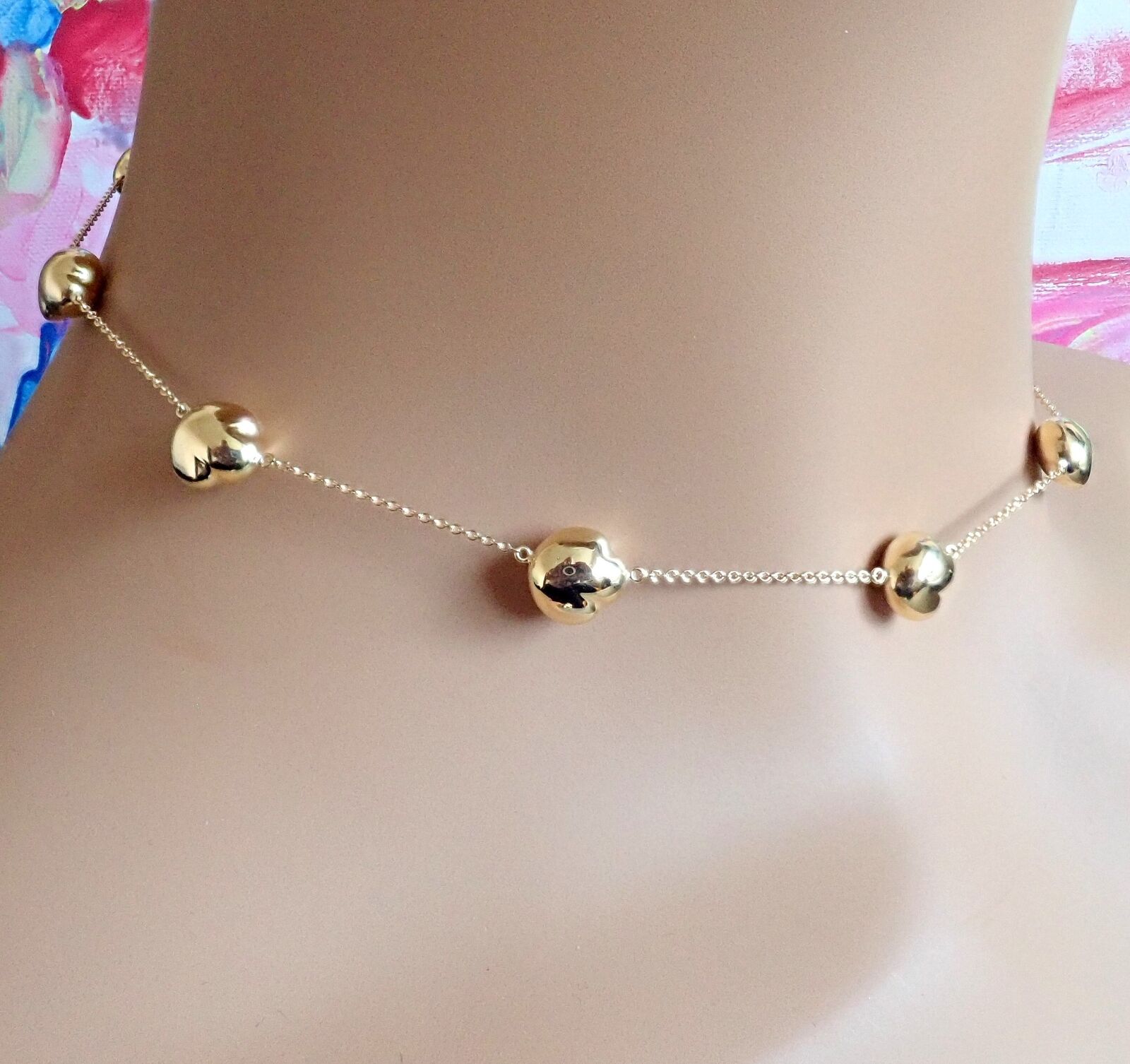 Authentic Tiffany & Co Peretti 18k Yellow Gold Vintage Bean Necklace - 14.5 Inch Elegant Jewelry for Women, Perfect Gift for Anniversary, Birthday & Special Occasions