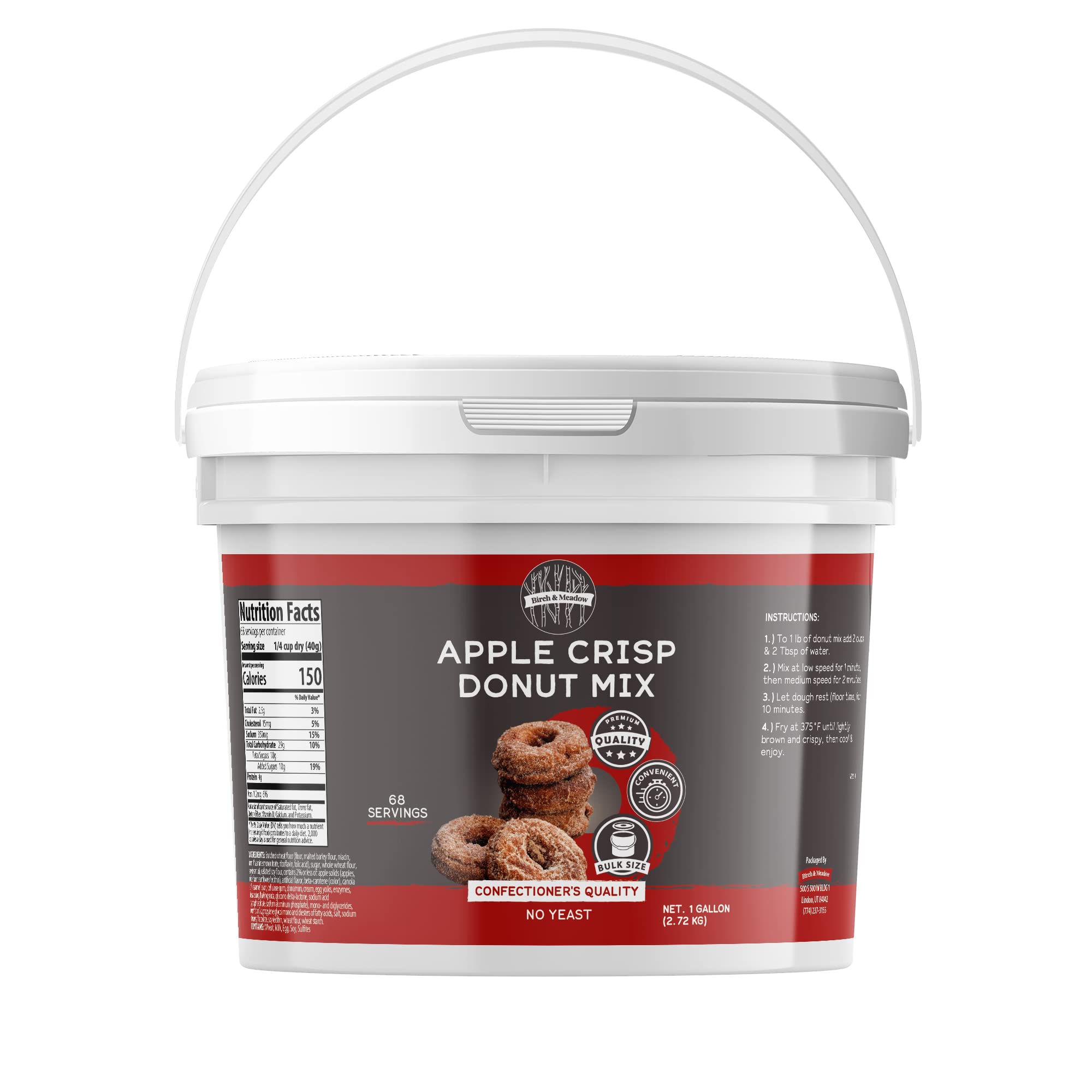 Birch & Meadow 1 Gallon Apple Crisp Donut Mix for Frying & Baking - Perfect for Homemade Donuts, Desserts, and Breakfast Treats