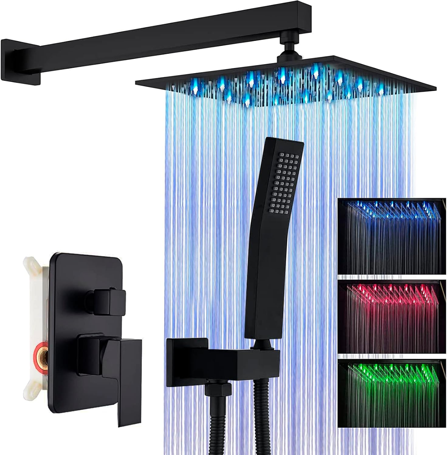 Premium Matte Black Rain Shower System - 12