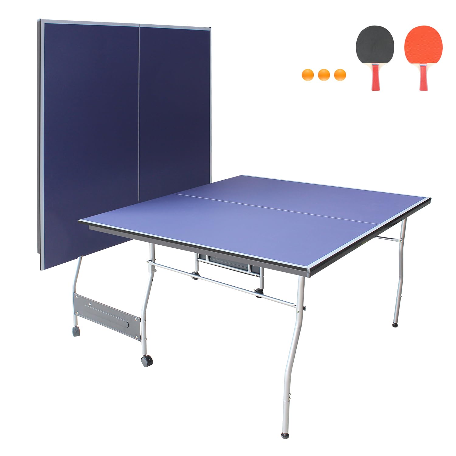 Premium Foldable & Portable Ping Pong Table Set - Indoor/Outdoor Table Tennis for Home, Office, Backyard, and Party Games | KOZYSFLER