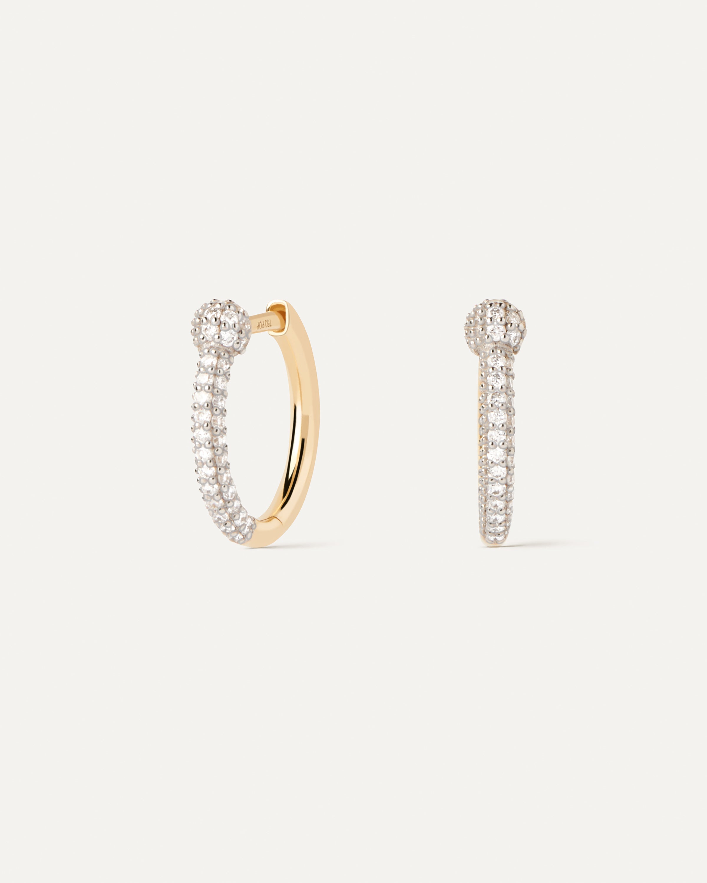 Diamond and Gold Chai Latte Single Hoop Earrings - Elegant Jewelry for Women, Perfect for Parties, Weddings & Everyday Wear