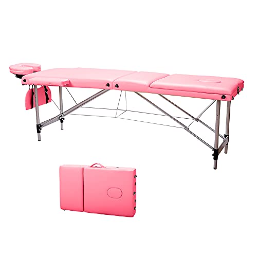 Portable Massage Table - 3 Folding Lightweight Aluminum Frame Massage Bed with 84