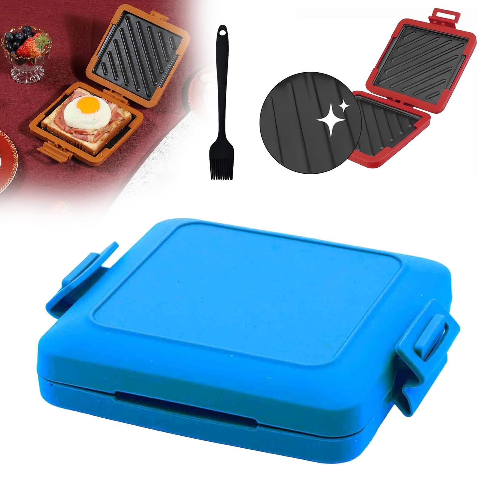 Microwave Toastie Maker - Adjustable Silicone Straps, No Electricity Needed, Wireless Sandwich Toaster for Quick Snacks - Perfect for Breakfast, Lunch & Office Meals