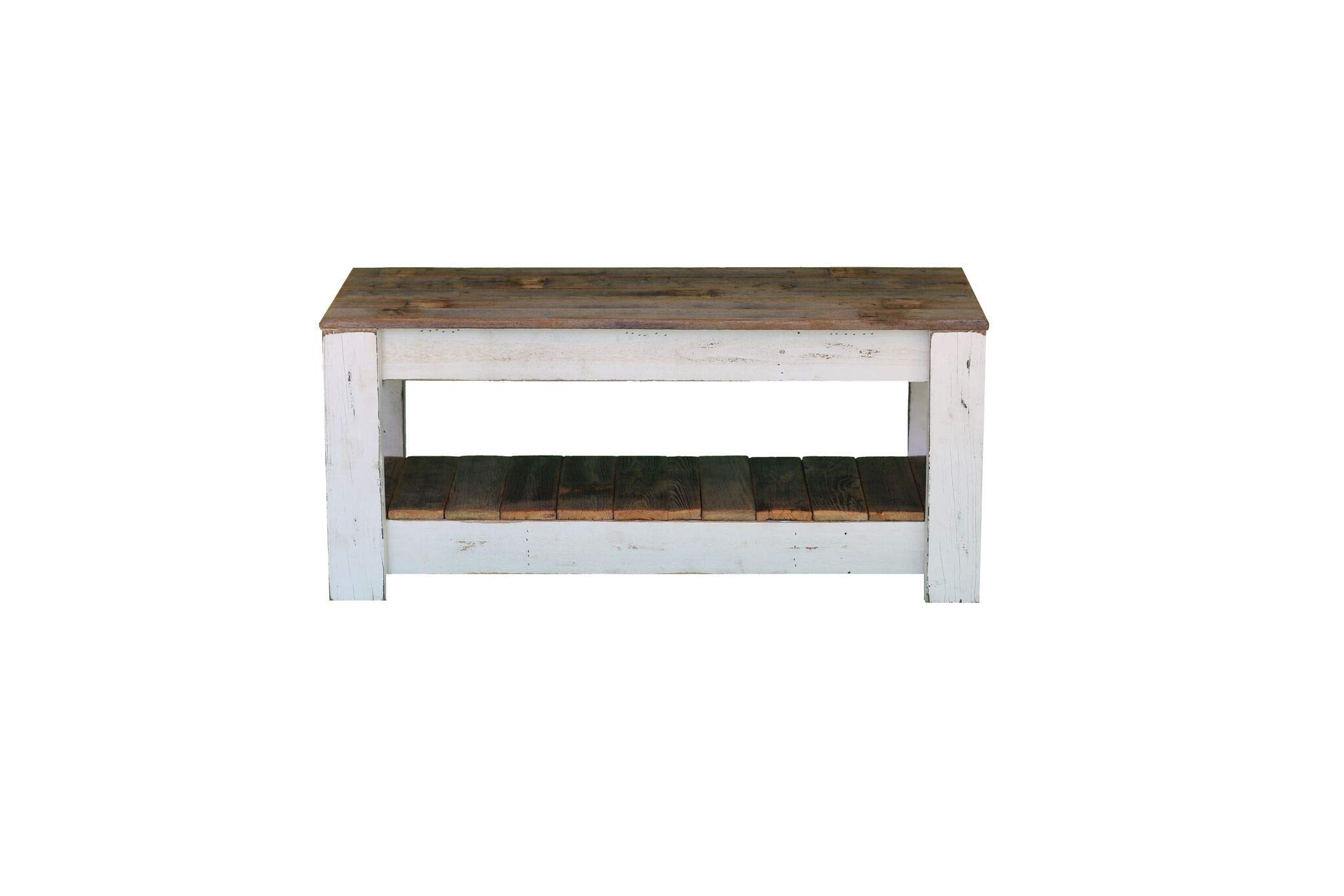 White Coffee Table with Shelf - Modern Living Room Furniture for Small Spaces | Sturdy & Stylish Design | Perfect for Apartments, Dorms & Home Decor (SKU 505)